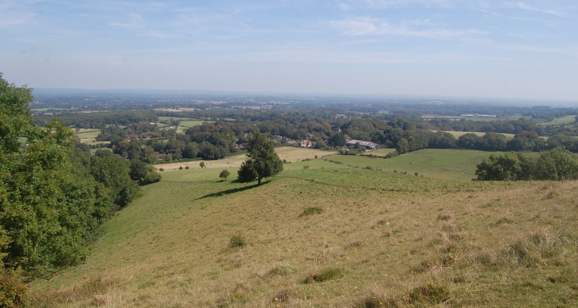 View north from Ditchling Beacon on the London-Brighton route, South Downs.